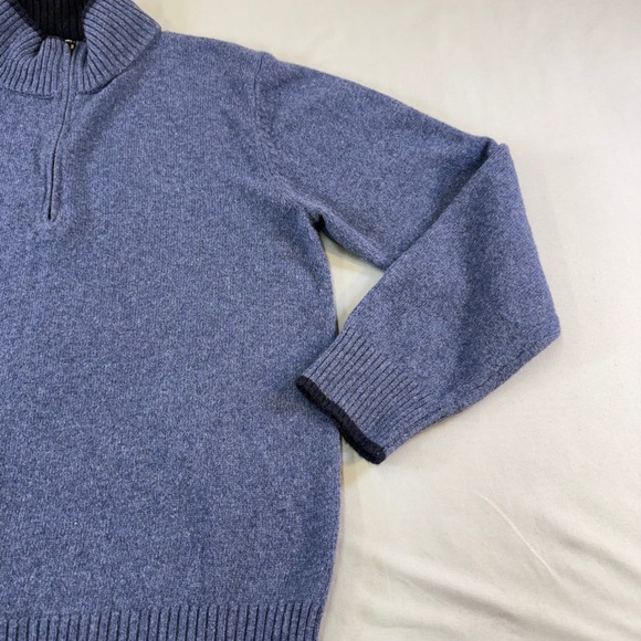 Patagonia Wool Blend Quarter Zip Sweater Mens Size L Blue Made in China sporty - Picture 3 of 16